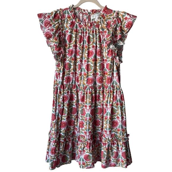 Caroline Constas Floral Floral Ruffle Sleeve Dress Size Large - Picture 1 of 4